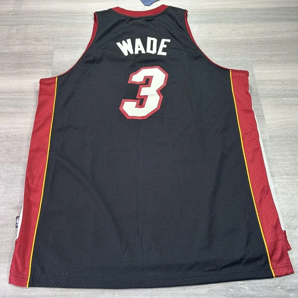 NEW Dwyane Wade 3 Miami Heat Jersey Mens 2XL‎ Black NBA Basketball Adidas